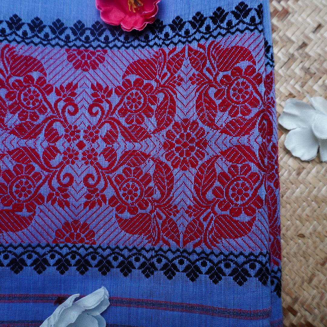 Cotton Kesapaat | Blue color | Handloom | Blouse and Poti(border) is included.